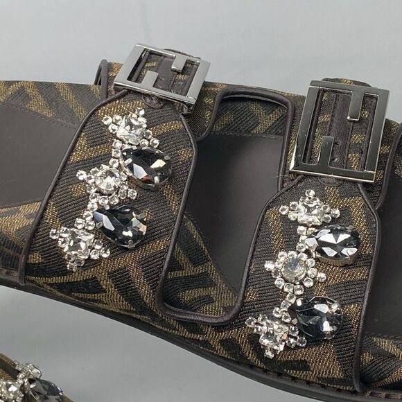 Fendi Feel Jewel Buckle Slide Sandals size 38 - Picture 6 of 13